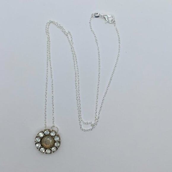 Silver-Tone Glitter Sparkle Rhinestone Necklace - Picture 4 of 7